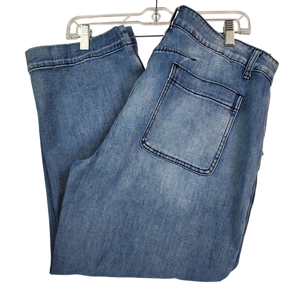 Flamingals XL Blue High Rise Wide Leg Crop Jeans Boho Coastal Relaxed Streetwear